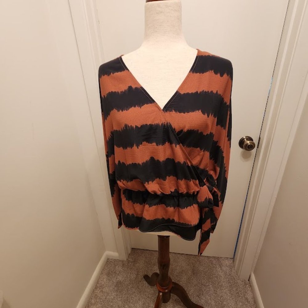 NWOT Peyton Jensen Faux-Wrap Dolman Sleeve Blouse